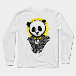 Smart Panda Suit Grey Yellow Long Sleeve T-Shirt